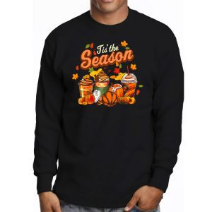 Tis The Season Pumpkin Leaf Latte Fall Volleyball Longsleeve Tee 3