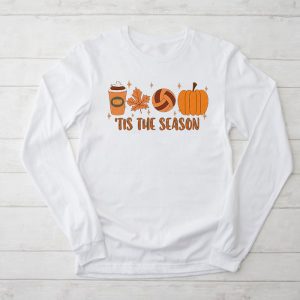 Tis The Season Pumpkin Leaf Latte Fall Volleyball Longsleeve Tee