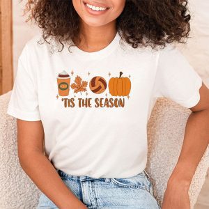 Tis The Season Pumpkin Leaf Latte Fall Volleyball T Shirt 1 2