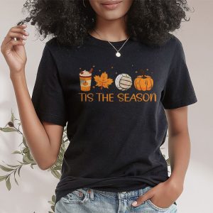 Tis The Season Pumpkin Leaf Latte Fall Volleyball T Shirt 2 3