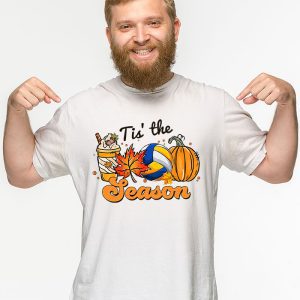 Tis The Season Pumpkin Leaf Latte Fall Volleyball T Shirt 2 4