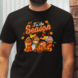 Tis The Season Pumpkin Leaf Latte Fall Volleyball T Shirt 3