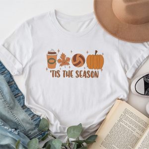 Tis The Season Pumpkin Leaf Latte Fall Volleyball T-Shirt