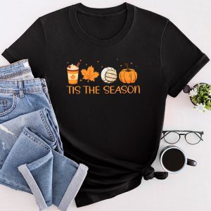 Tis The Season Pumpkin Leaf Latte Fall Volleyball T-Shirt