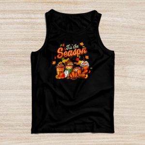 Tis The Season Shirt Pumpkin Leaf Latte Fall Volleyball Perfect Tank Top