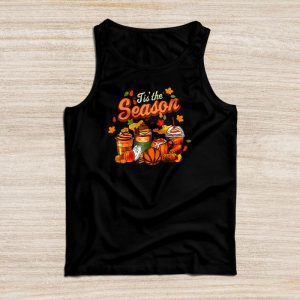 Tis The Season Pumpkin Leaf Latte Fall Volleyball Tank Top