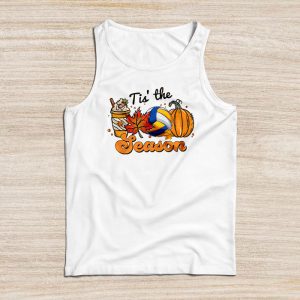 Tis The Season Shirt Pumpkin Leaf Latte Fall Volleyball Perfect Tank Top