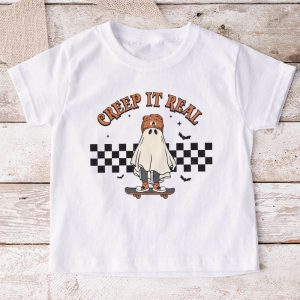 Creep It Real Halloween Shirt Designs Vintage Retro Ghost Boy Fall Season T-Shirt