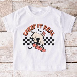 Creep It Real Halloween Shirt Designs Vintage Retro Ghost Boy Fall Season T-Shirt