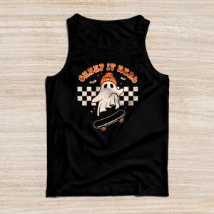 Creep It Real Halloween Shirt Designs Vintage Retro Ghost Boy Fall Season Tank Top