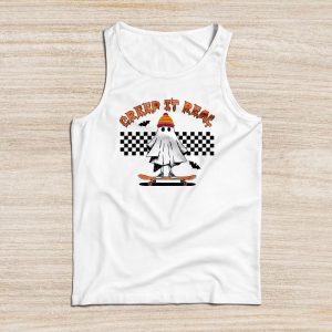 Creep It Real Halloween Shirt Designs Vintage Retro Ghost Boy Fall Season Tank Top