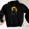Vintage Scary Halloween Black Cat Costume Retro Moon Cat Mom Hoodie