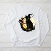 Vintage Scary Halloween Black Cat Costume Retro Moon Cat Mom Longsleeve Tee