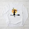 Vintage Scary Halloween Black Cat Costume Retro Moon Cat Mom Longsleeve Tee