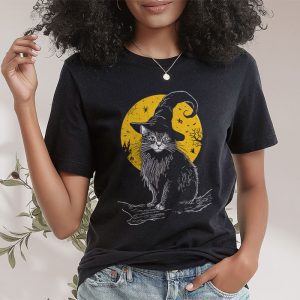 Vintage Scary Halloween Black Cat Costume Retro Moon Cat Mom T Shirt 2 2