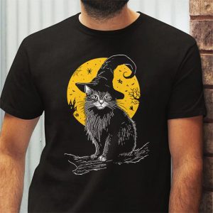 Vintage Scary Halloween Black Cat Costume Retro Moon Cat Mom T Shirt 3 2