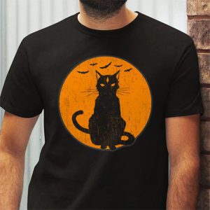 Vintage Scary Halloween Black Cat Costume Retro Moon Cat Mom T Shirt 3