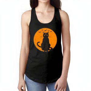 Vintage Scary Halloween Black Cat Costume Retro Moon Cat Mom Tank Top 1