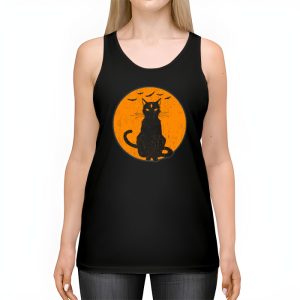 Vintage Scary Halloween Black Cat Costume Retro Moon Cat Mom Tank Top 2