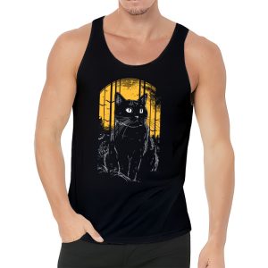 Vintage Scary Halloween Black Cat Costume Retro Moon Cat Mom Tank Top 3 1