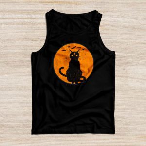 Cute Halloween Shirts Vintage Scary Halloween Black Cat Costume Retro Tank Top