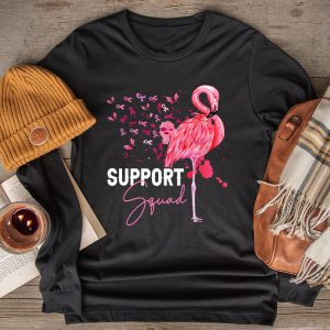 Warrior Support Squad Flamingo Breast Cancer Awareness Longsleeve Tee 2 3