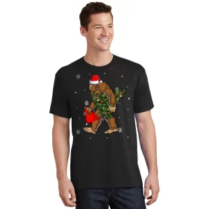Bigfoot Christmas Holiday Festive T Shirt 1