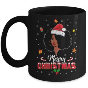 Black Girl Merry Christmas African American Woman Xmas Mug