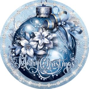 Blue Merry Christmas Ornament Winter Sign