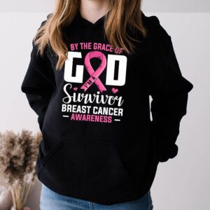 By The Grace God Im A Survivor Breast Cancer Survivor Hoodie 3 4