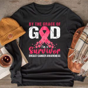 By The Grace God Im A Survivor Breast Cancer Survivor Longsleeve Tee 2