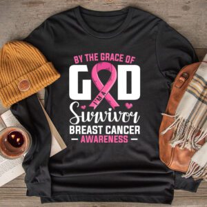 By The Grace God Im A Survivor Breast Cancer Survivor Longsleeve Tee 2 4