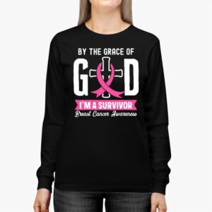 By The Grace God Im A Survivor Breast Cancer Survivor Longsleeve Tee 3 1