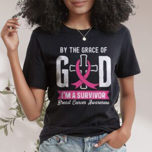 By The Grace God Im A Survivor Breast Cancer Survivor T Shirt 1 1