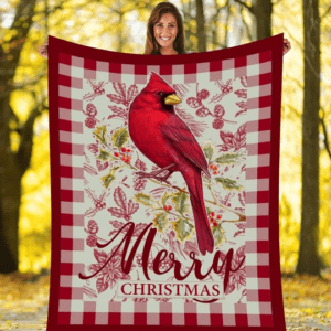 Cardinal Wish You A Merry Christmas Fleece Blanket