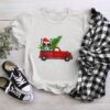 Chihuahua Dog Riding Red Truck Merry Christmas T-Shirt