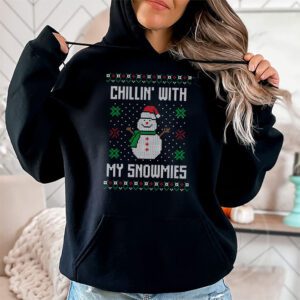 Chillin With My Snowmies Funny Ugly Christmas Hoodie 1 3