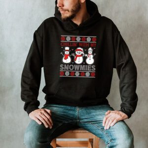 Chillin With My Snowmies Funny Ugly Christmas Hoodie 2