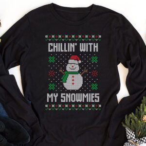Chillin With My Snowmies Funny Ugly Christmas Longsleeve Tee 1 9