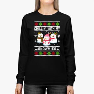 Chillin With My Snowmies Funny Ugly Christmas Longsleeve Tee 2 8