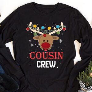 Christmas Cousin Crew Reindeer Santa hat Lights Kids Teens Longsleeve Tee 1 13