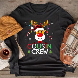 Christmas Cousin Crew Reindeer Santa hat Lights Kids Teens Longsleeve Tee