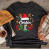 Christmas Cousin Crew Reindeer Santa hat Lights Kids Teens Longsleeve Tee