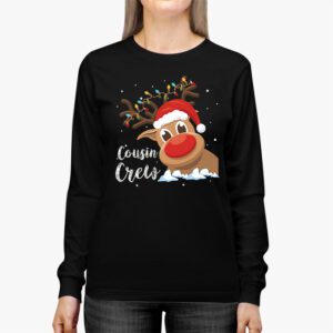 Christmas Cousin Crew Reindeer Santa hat Lights Kids Teens Longsleeve Tee 2 11