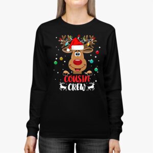 Christmas Cousin Crew Reindeer Santa hat Lights Kids Teens Longsleeve Tee 2 12