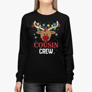 Christmas Cousin Crew Reindeer Santa hat Lights Kids Teens Longsleeve Tee 2 13