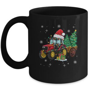 Christmas Farm Tractor Christmas Tree Lights Santa Farmer Mug