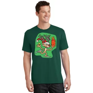 Christmas Reindeer On Ice T Shirt 1