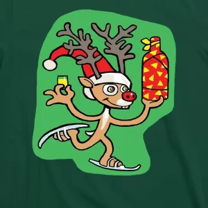 Christmas Reindeer On Ice T Shirt 3