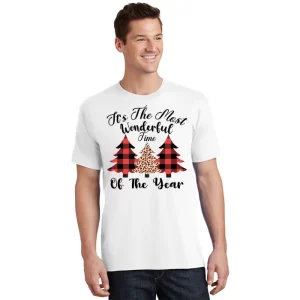 Christmas Trees Its The Most Wonderful Time Of The Year Plaid Leopard Trees T Shirt 1
